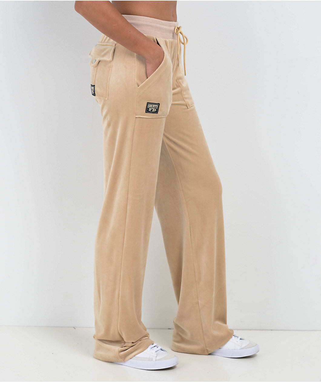 FB County Khaki Velour Track Pants