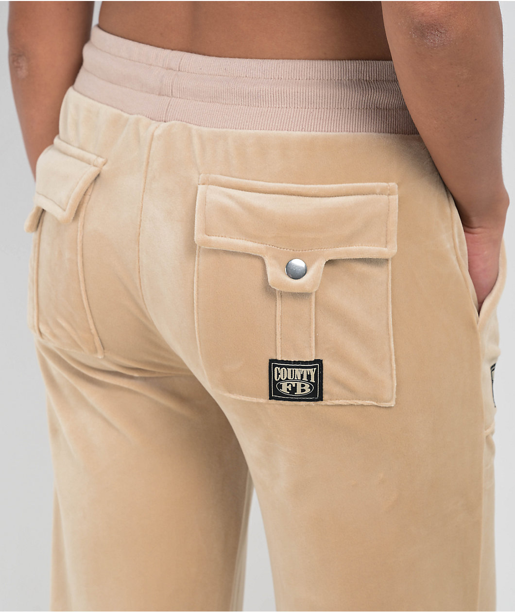 FB County Khaki Velour Track Pants