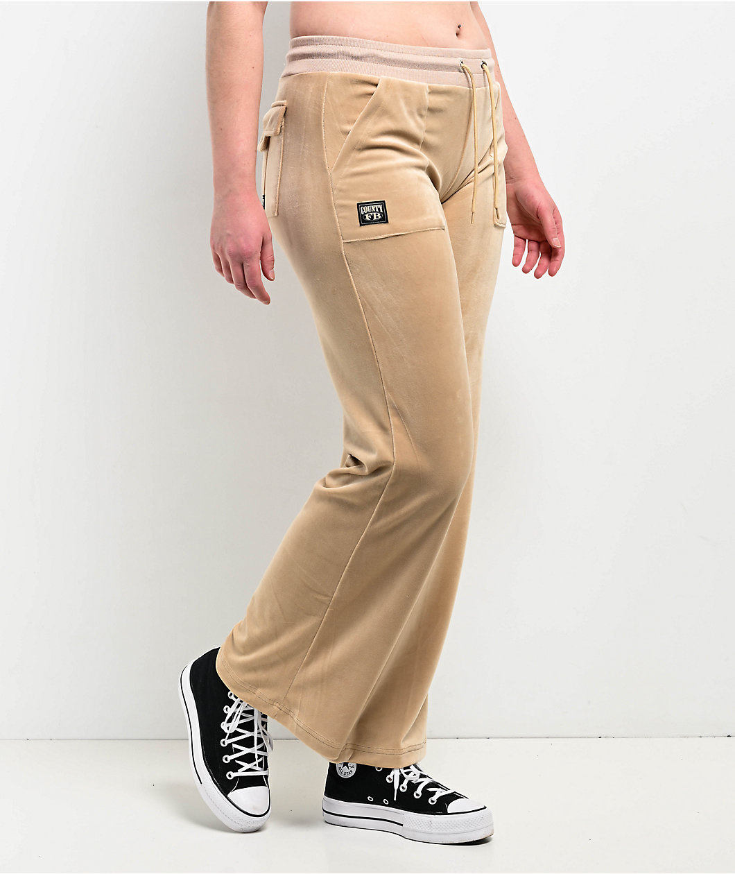 FB County Khaki Velour Track Pants