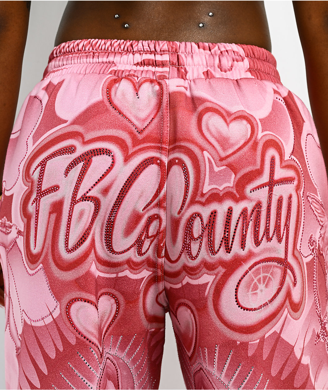 FB County Mi Amor Rhinestone Pink Sweatpants