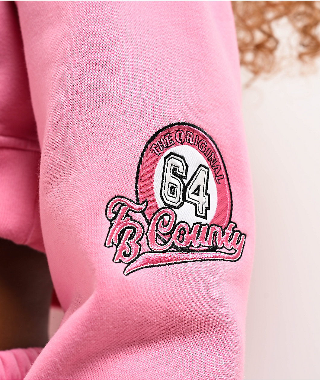 FB County Old School Pink Crop Hoodie