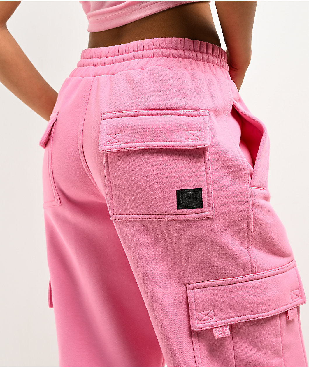 FB County Pink Cargo Sweatpants