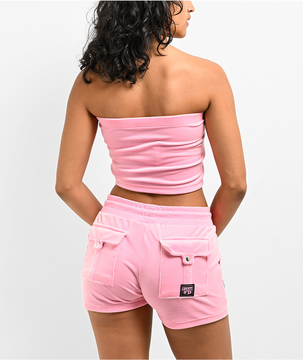 FB County Pink Velour Tube Top