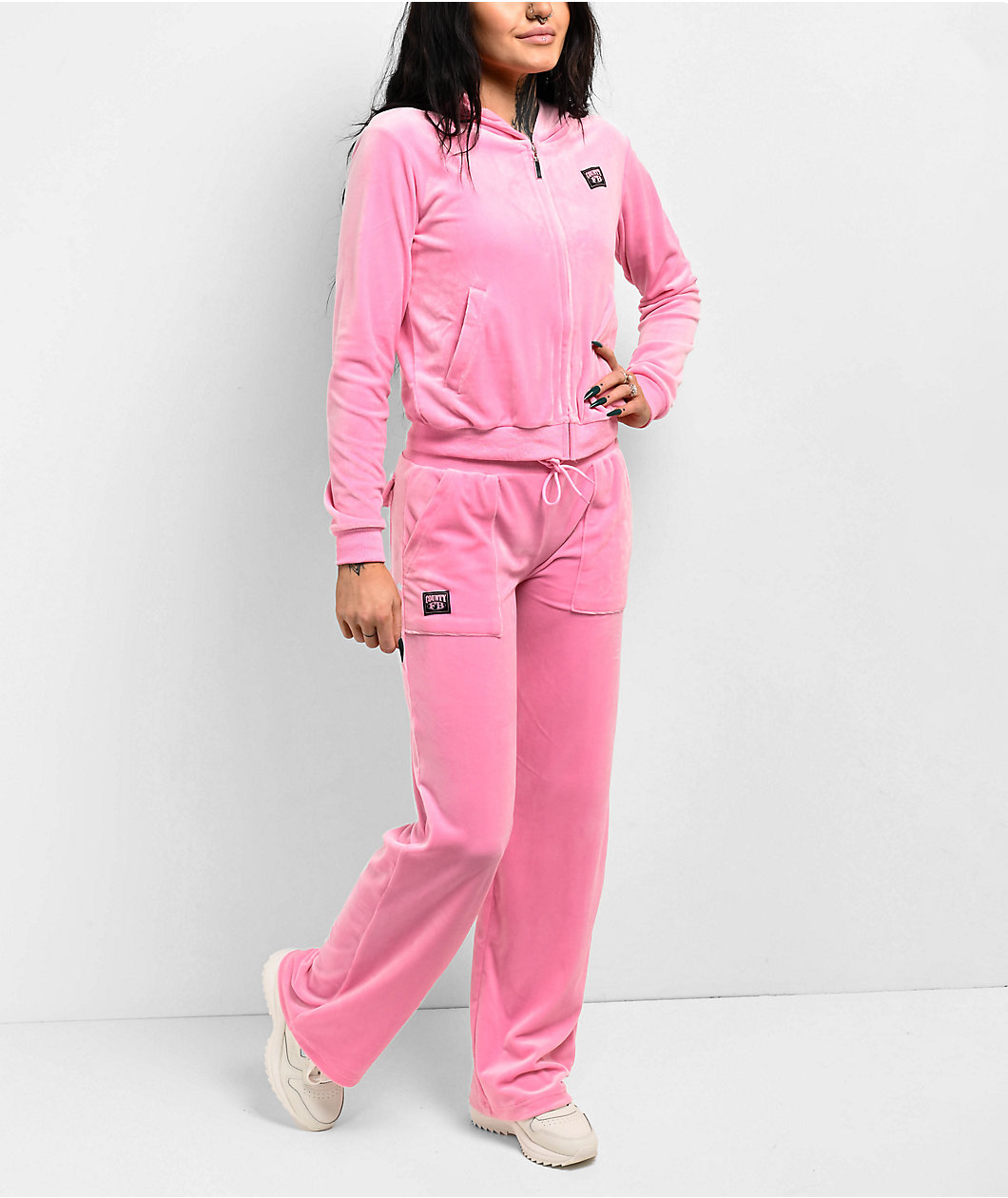 FB County Pink Velour Zip Hoodie