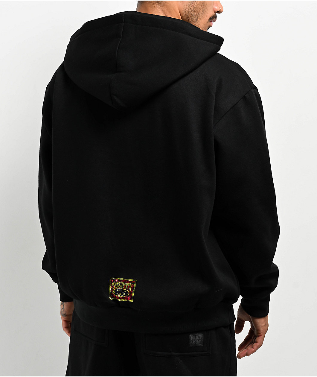 FB County Rhinestone Black Zip Hoodie