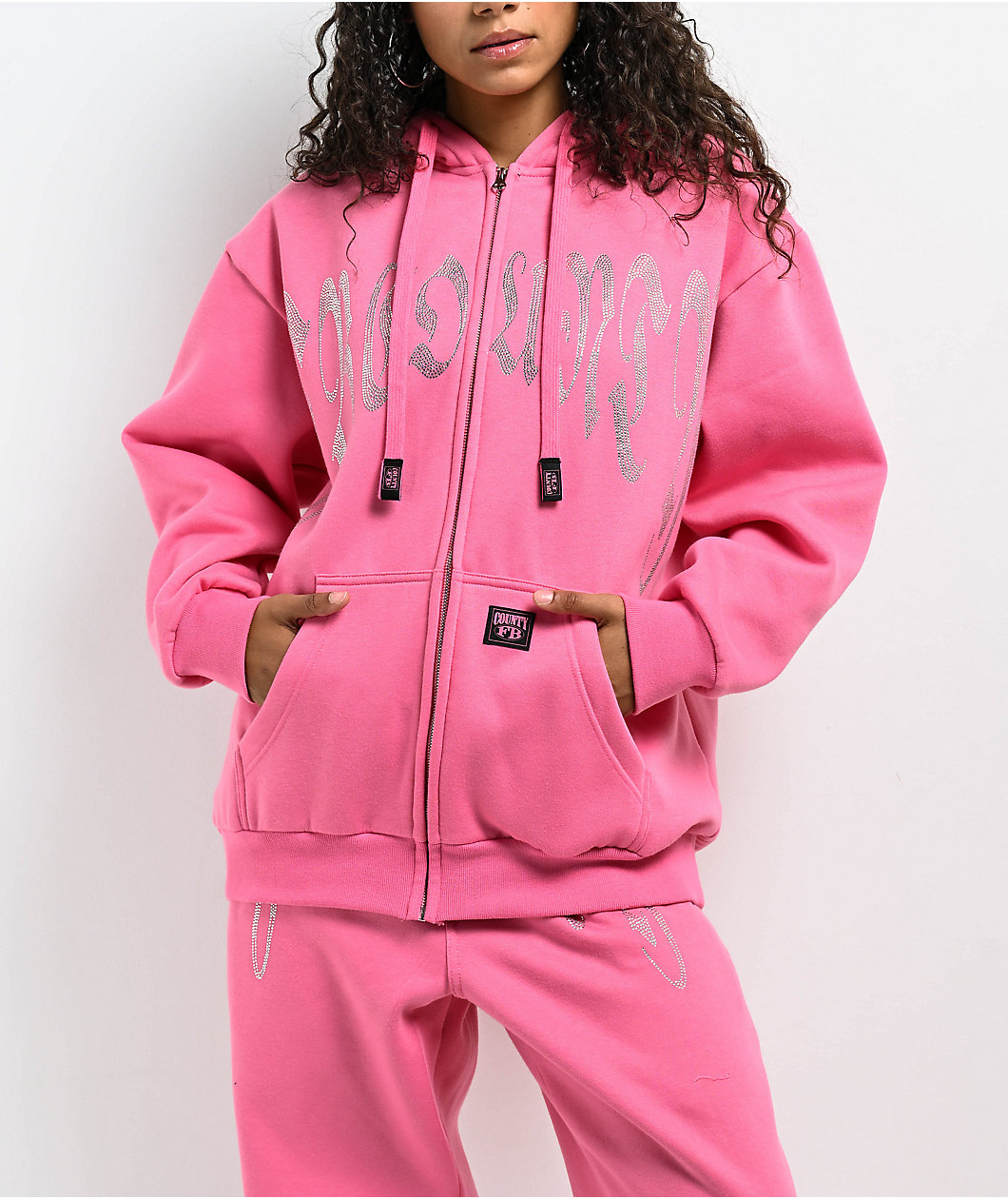 FB County Rhinestone Pink Hoodie