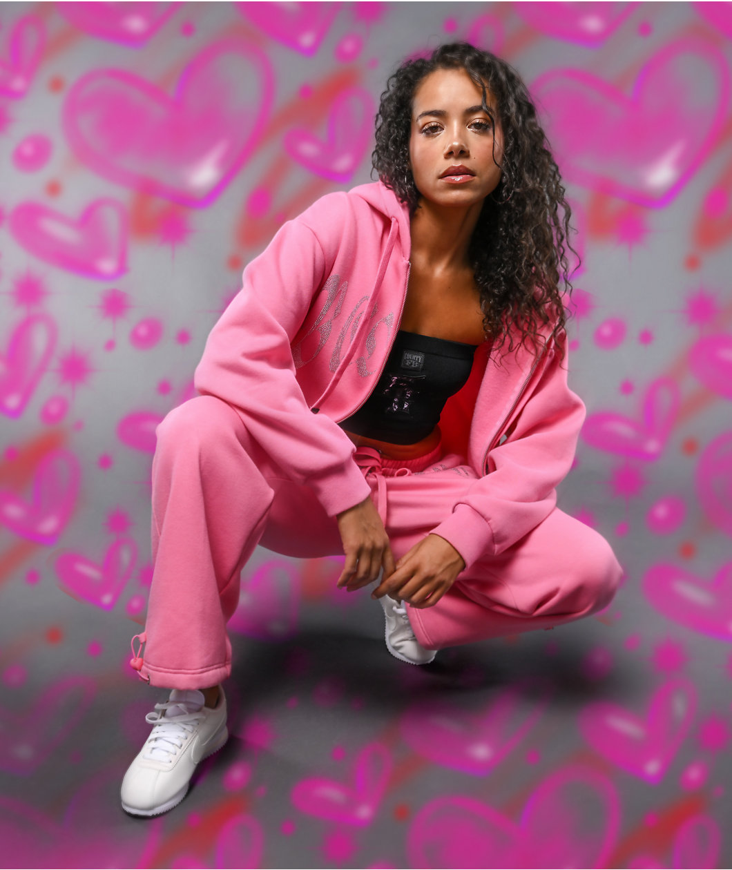 FB County Rhinestone Pink Sweatpants