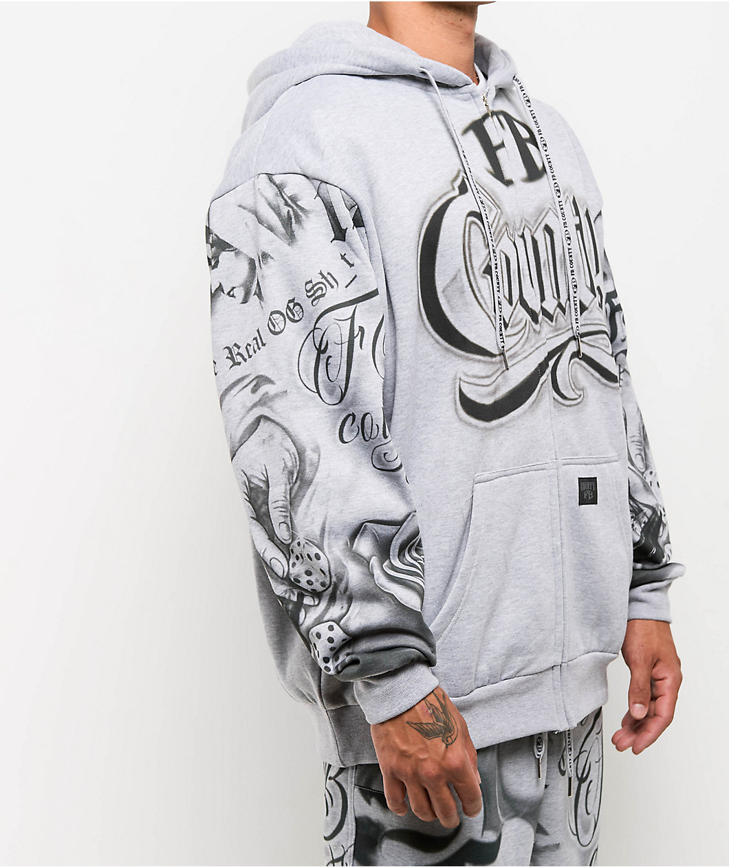 FB County Tatted Up Grey Zip Hoodie