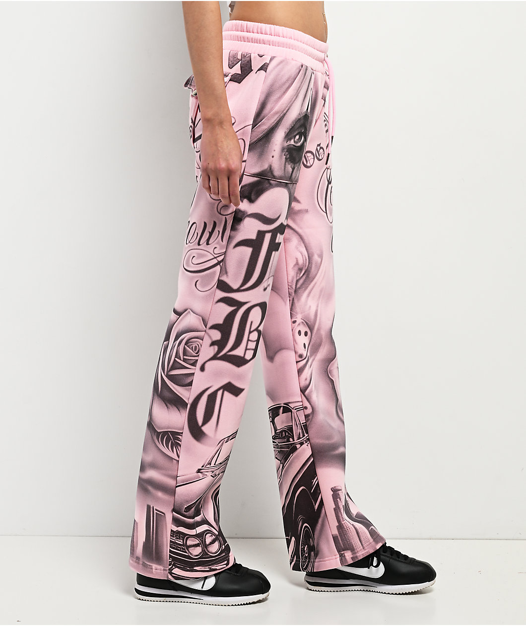 FB County Tatted Up Pink Straight Leg Sweatpants