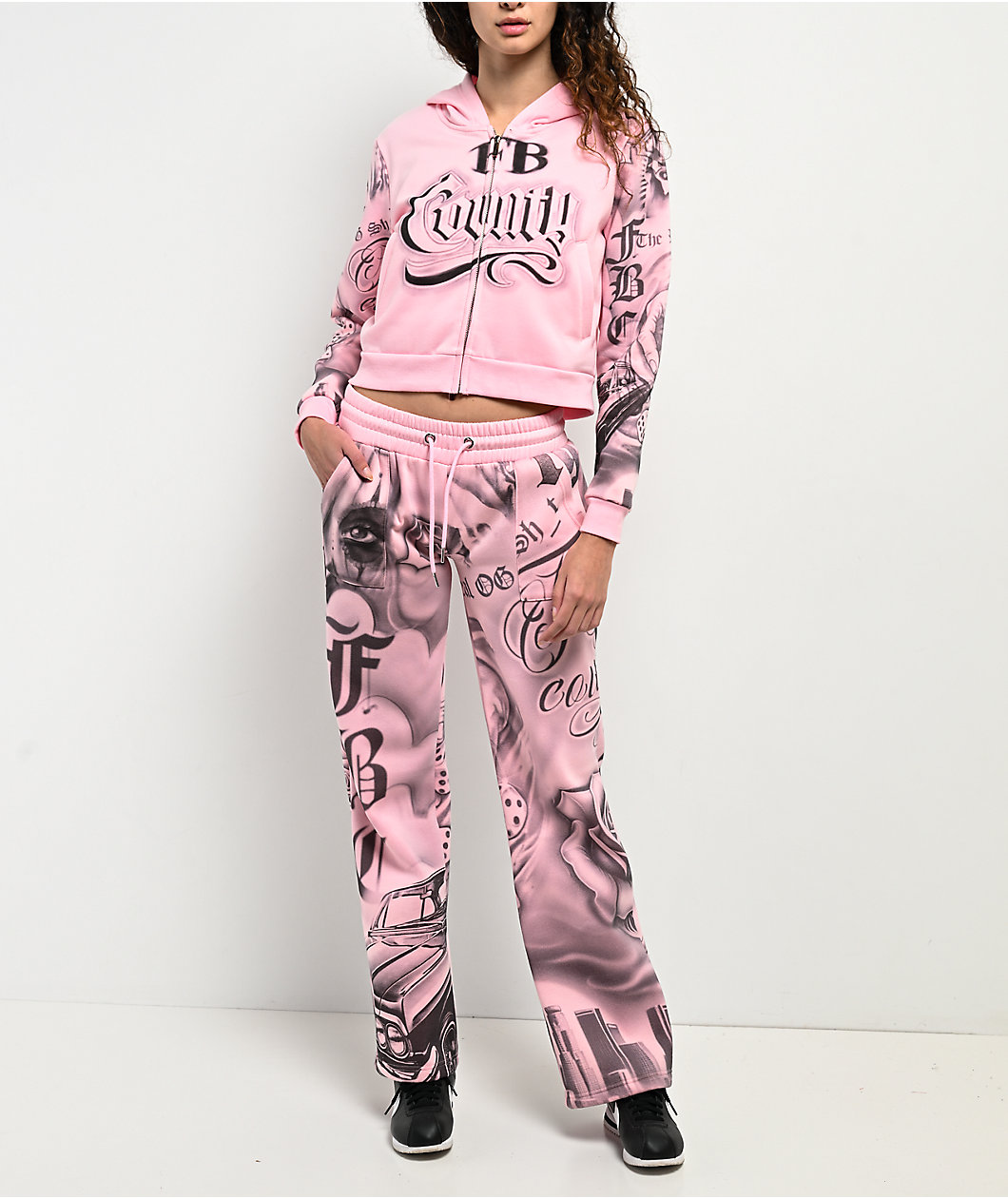 FB County Tatted Up Pink Zip Hoodie