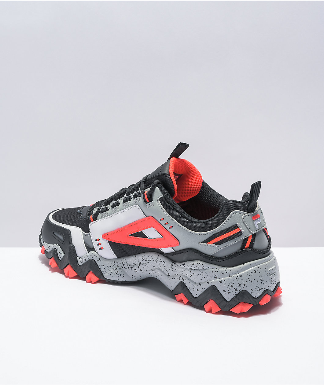 FILA Oakmont Trail Black & Fiery Coral Shoes