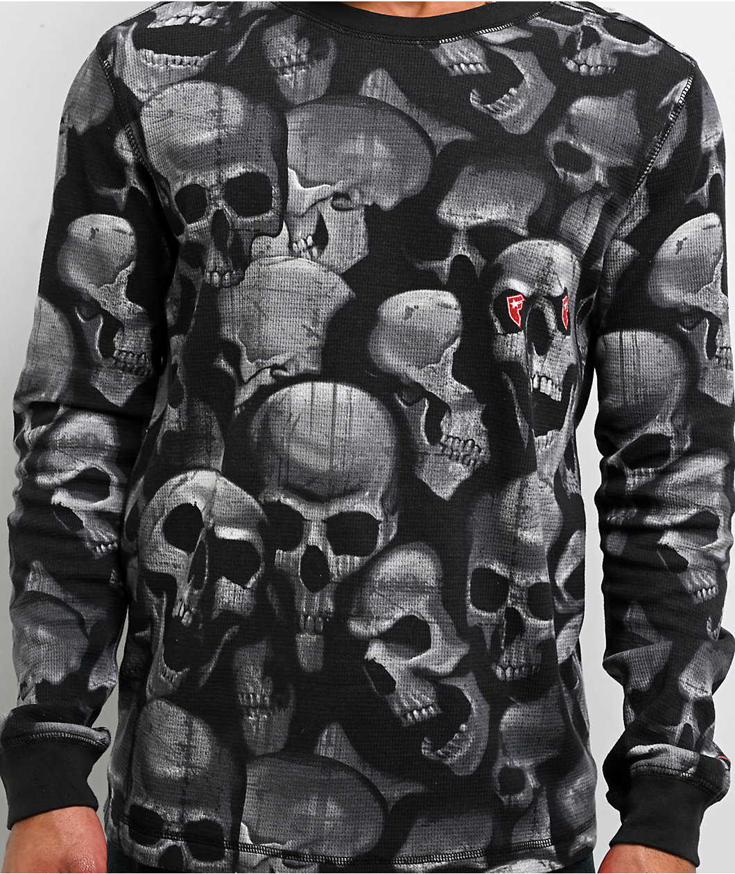 Famous Skulls & Straps Skulls Black Thermal Long Sleeve T-Shirt