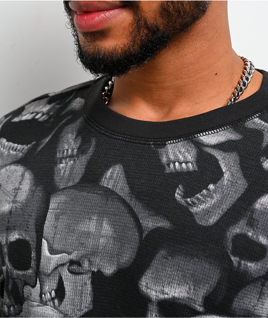 Famous Skulls & Straps Skulls Black Thermal Long Sleeve T-Shirt