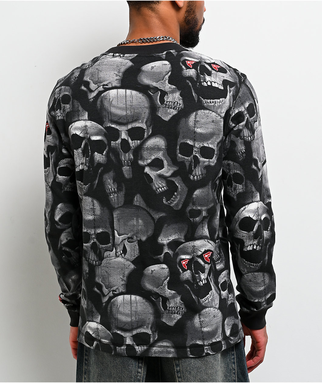 Famous Skulls & Straps Skulls Black Thermal Long Sleeve T-Shirt