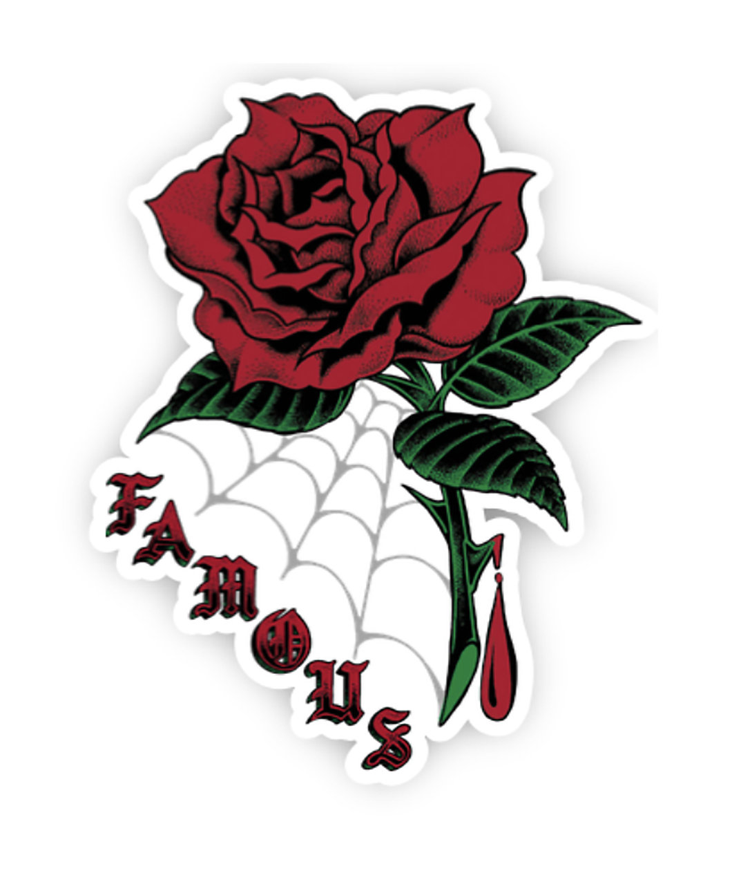 Famous Stars & Straps Red Rose Sticker