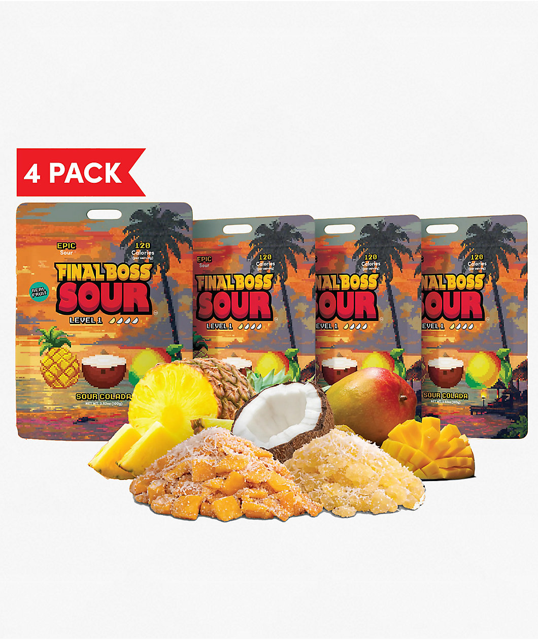 Final Boss Sour Level 1 Pina Colada Fruit Candy