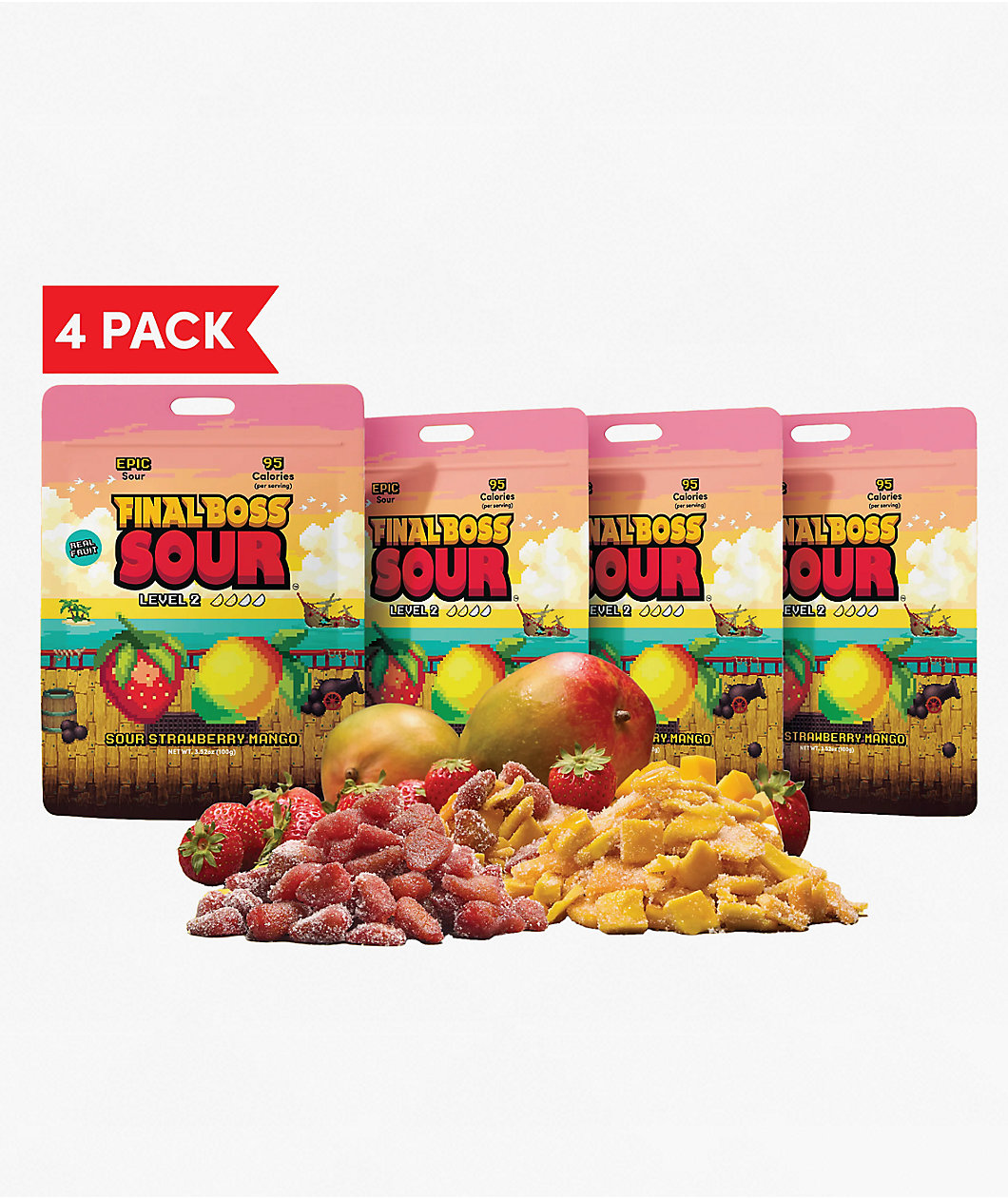 Final Boss Sour Level 2 Strawberry Mango Fruit Candy
