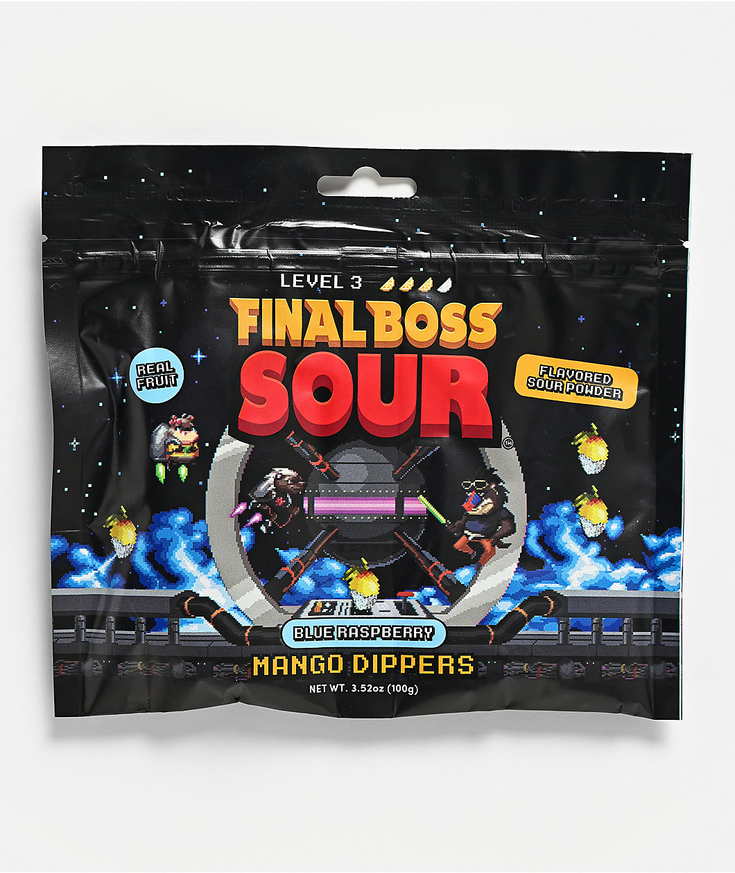 Final Boss Sour Level 3 Blue Raspberry Mango Dippers Fruit Candy