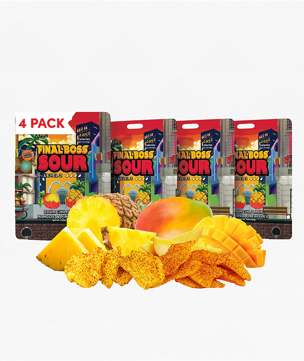 Final Boss Sour Level 3 Chili Limón Mango & Pineapple Fruit Candy
