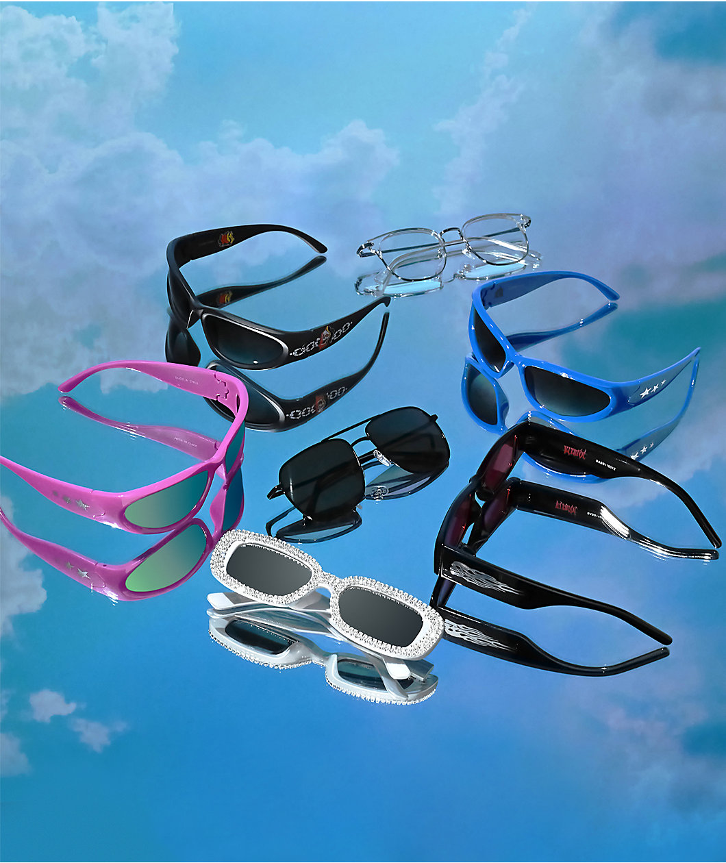 Forehead Silver Rhinestone Sunglasses