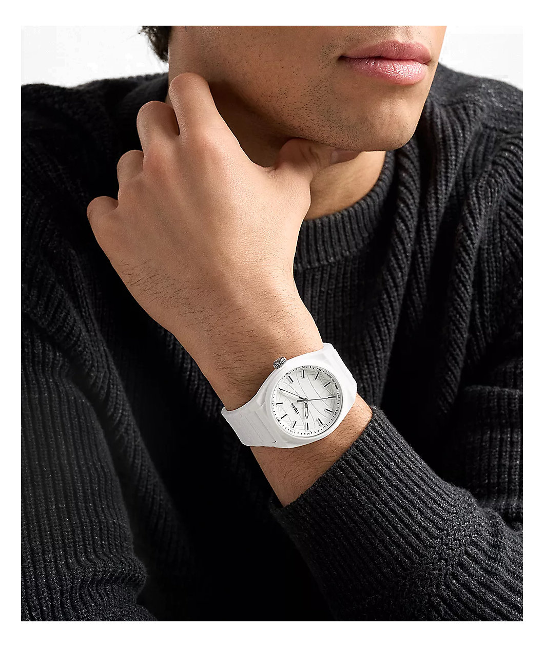 Fossil Everett Silicone White Analog Watch