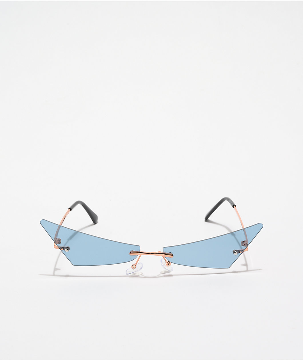 Frameless Blue Cat Eye Wing Sunglasses