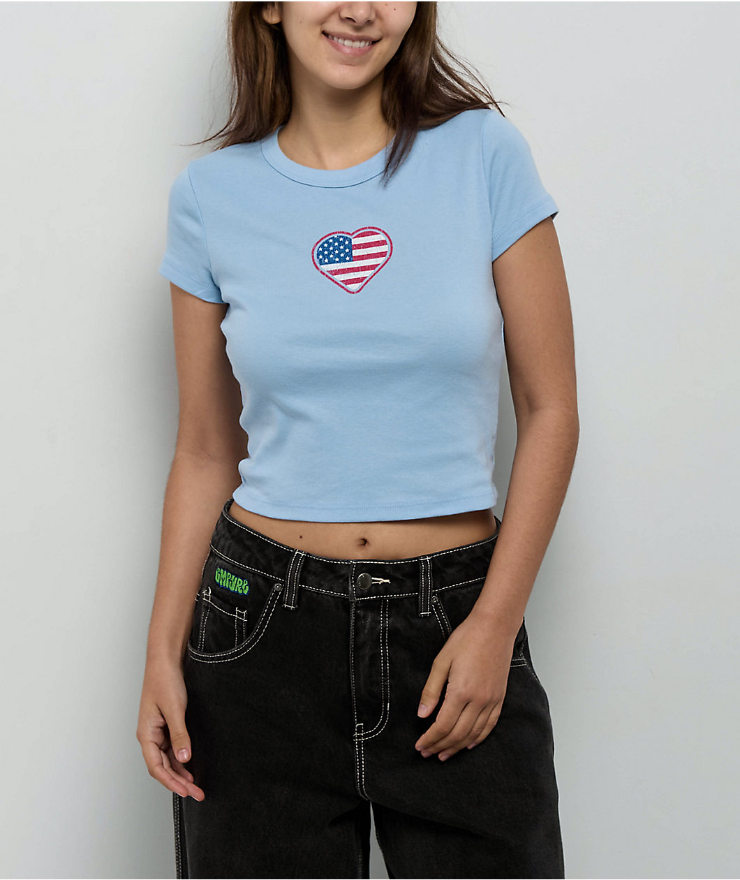 Freeworld Classically Pat Blue Crop T-Shirt