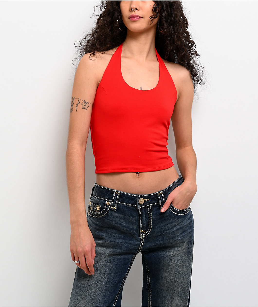 Freeworld Clover Flame Scarlet Halter Top