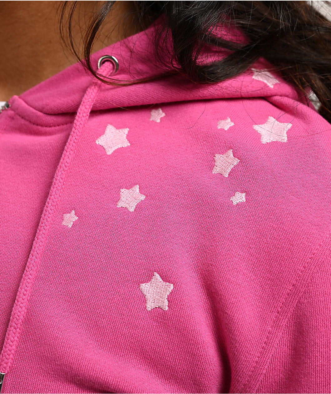 Freeworld Iman Star Pink Crop Zip Hoodie