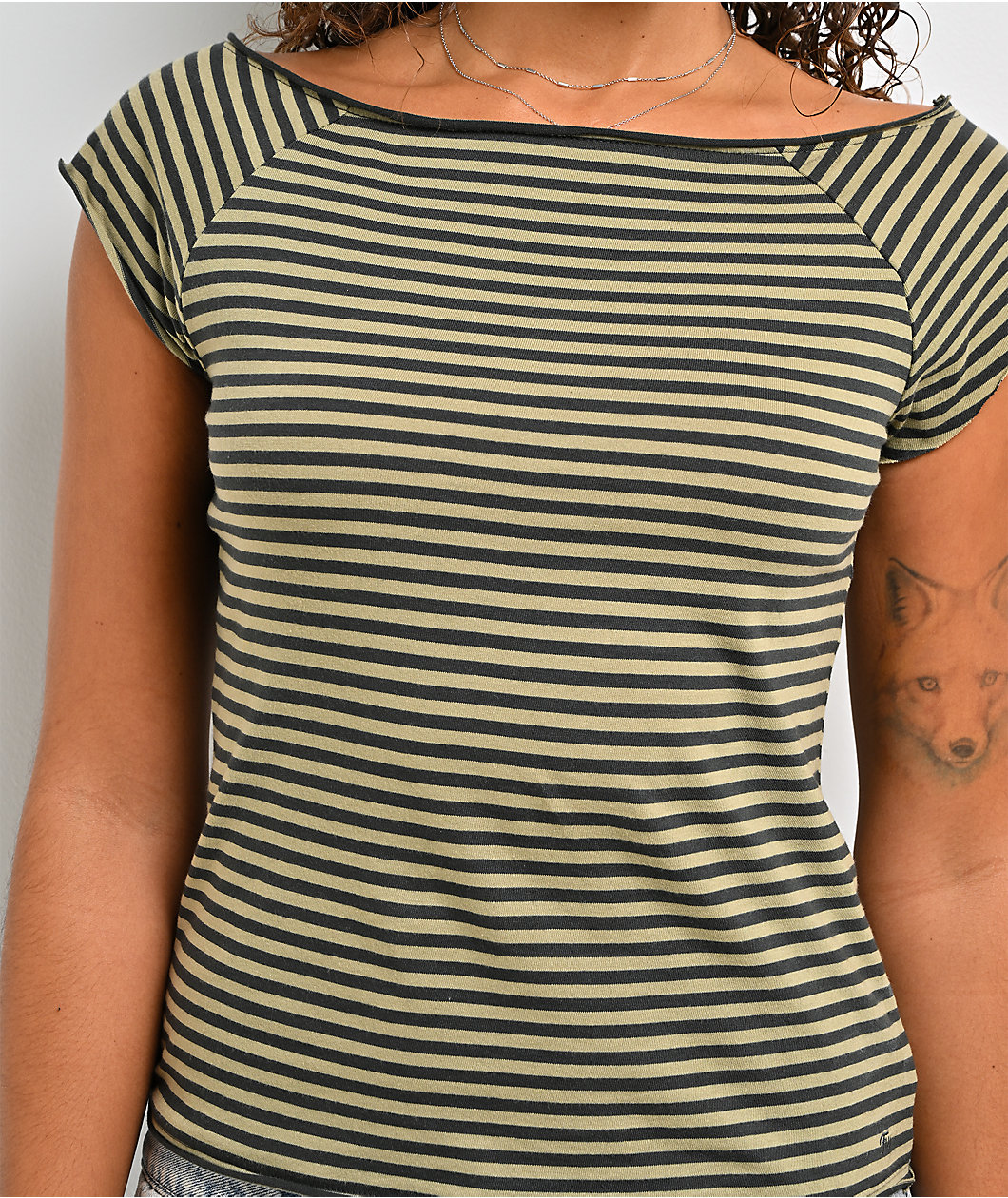 Freeworld Isabel Striped Green & Black Top