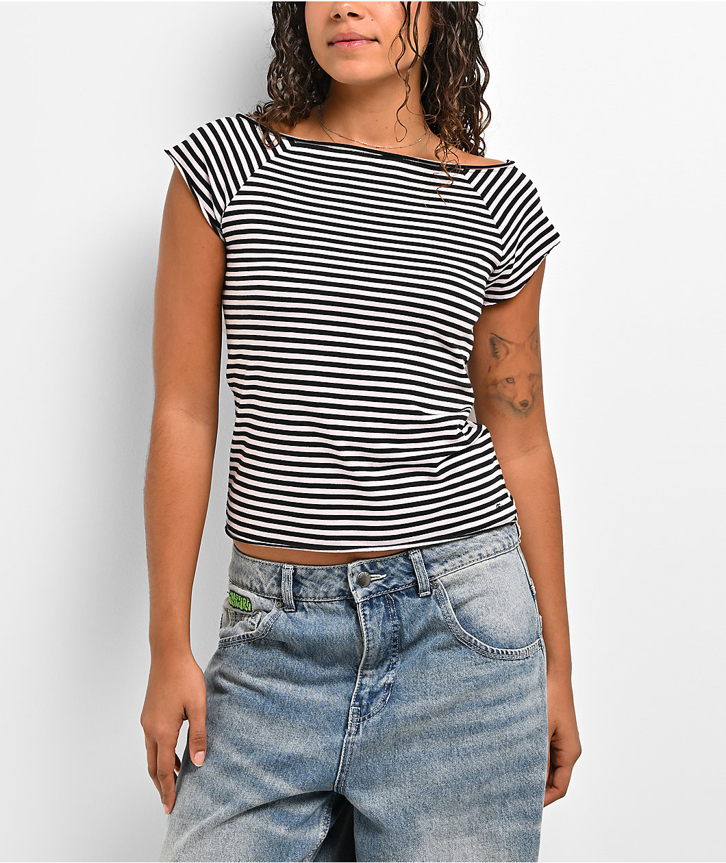 Freeworld Isabel Striped Pink & Black Top