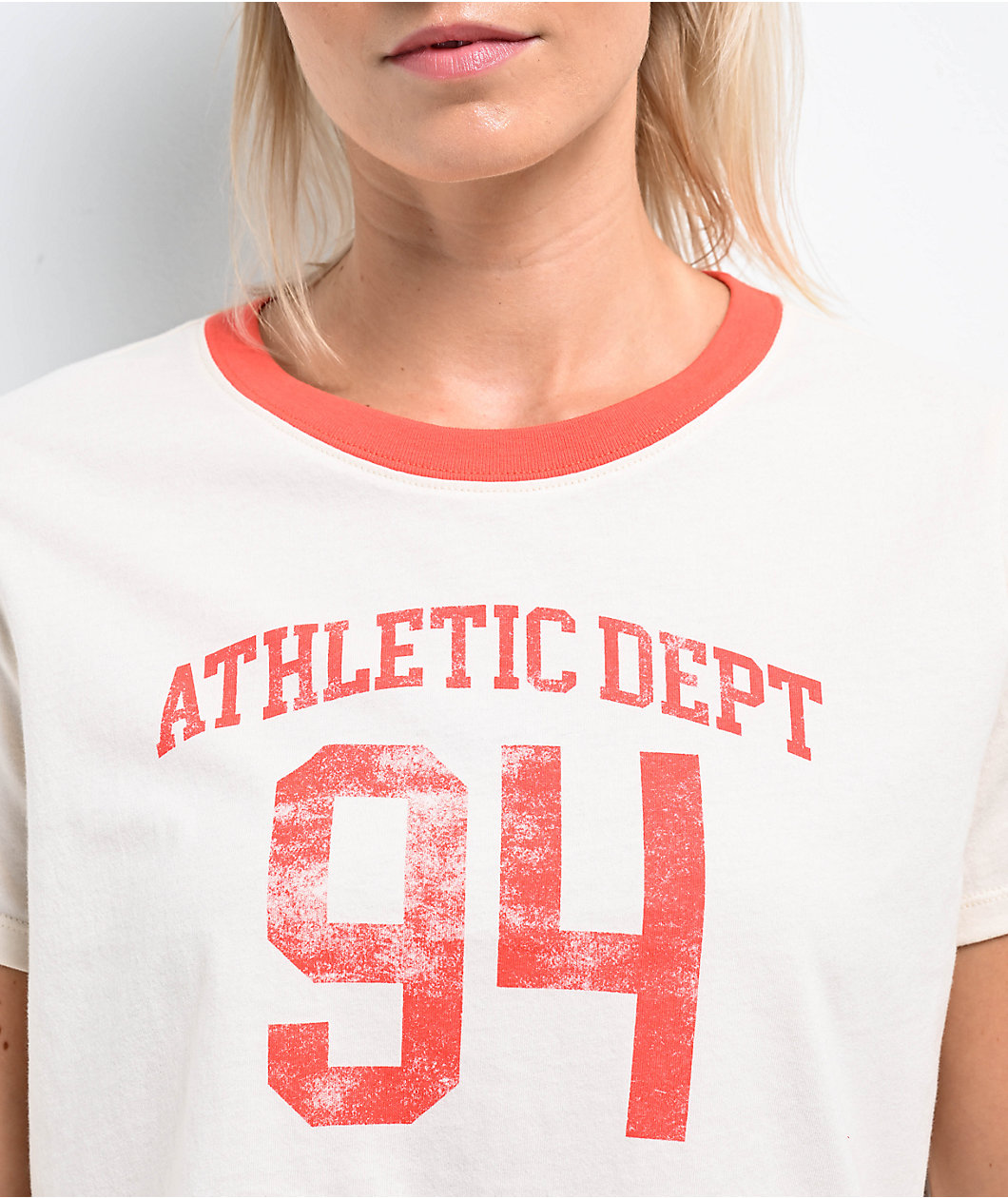 Freeworld Kallie Athletic Dept. Cream Boxy Crop T-Shirt