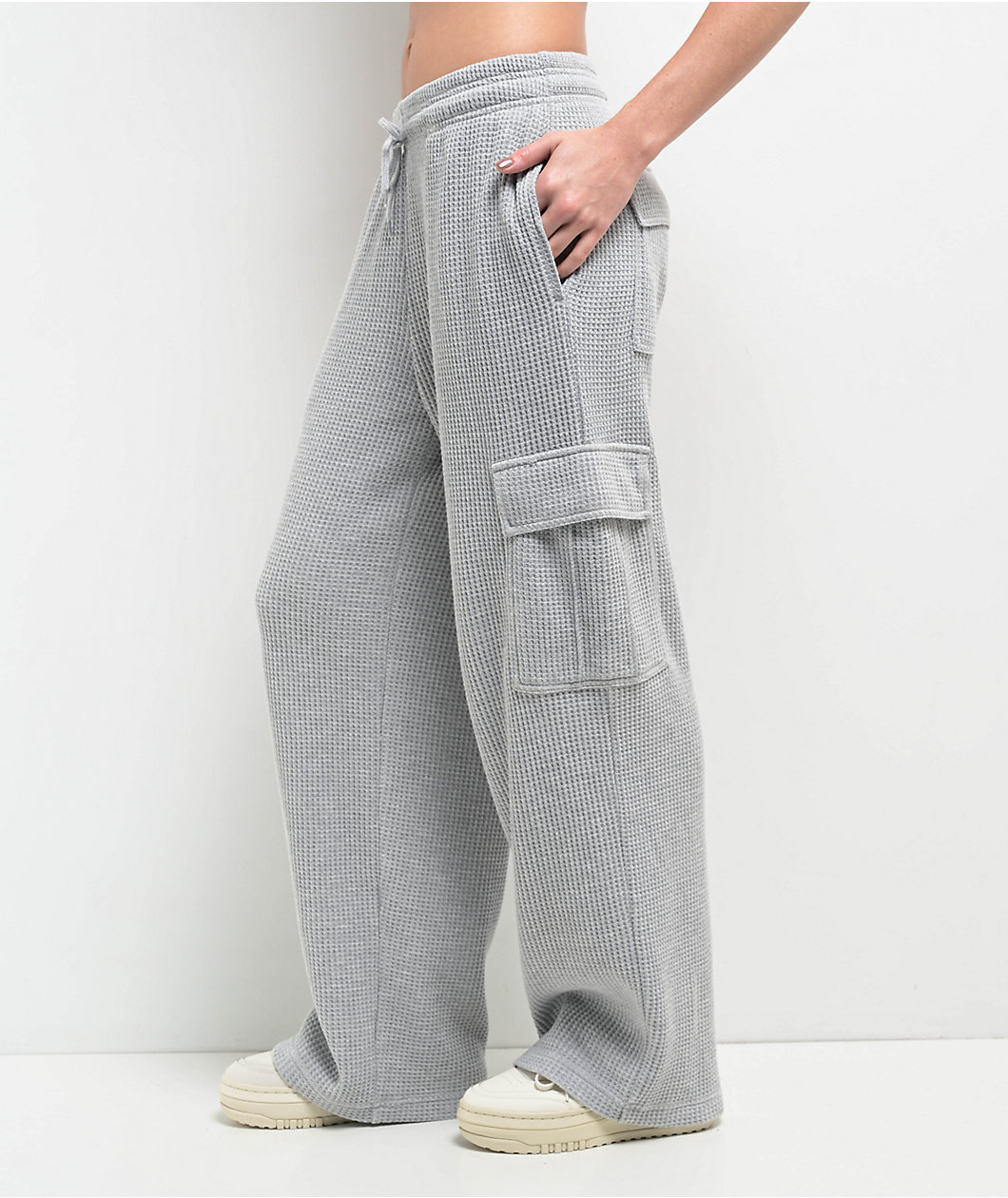 Freeworld Nola Waffle Grey Cargo Relaxed Sweatpants