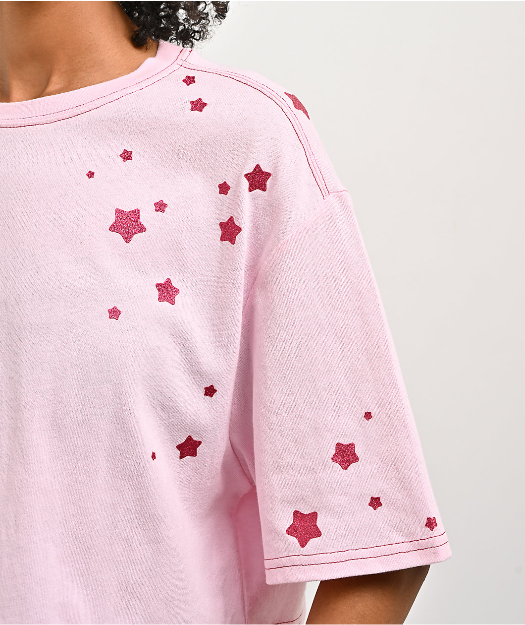 Freeworld Yulia Stars Pink Crop T-Shirt
