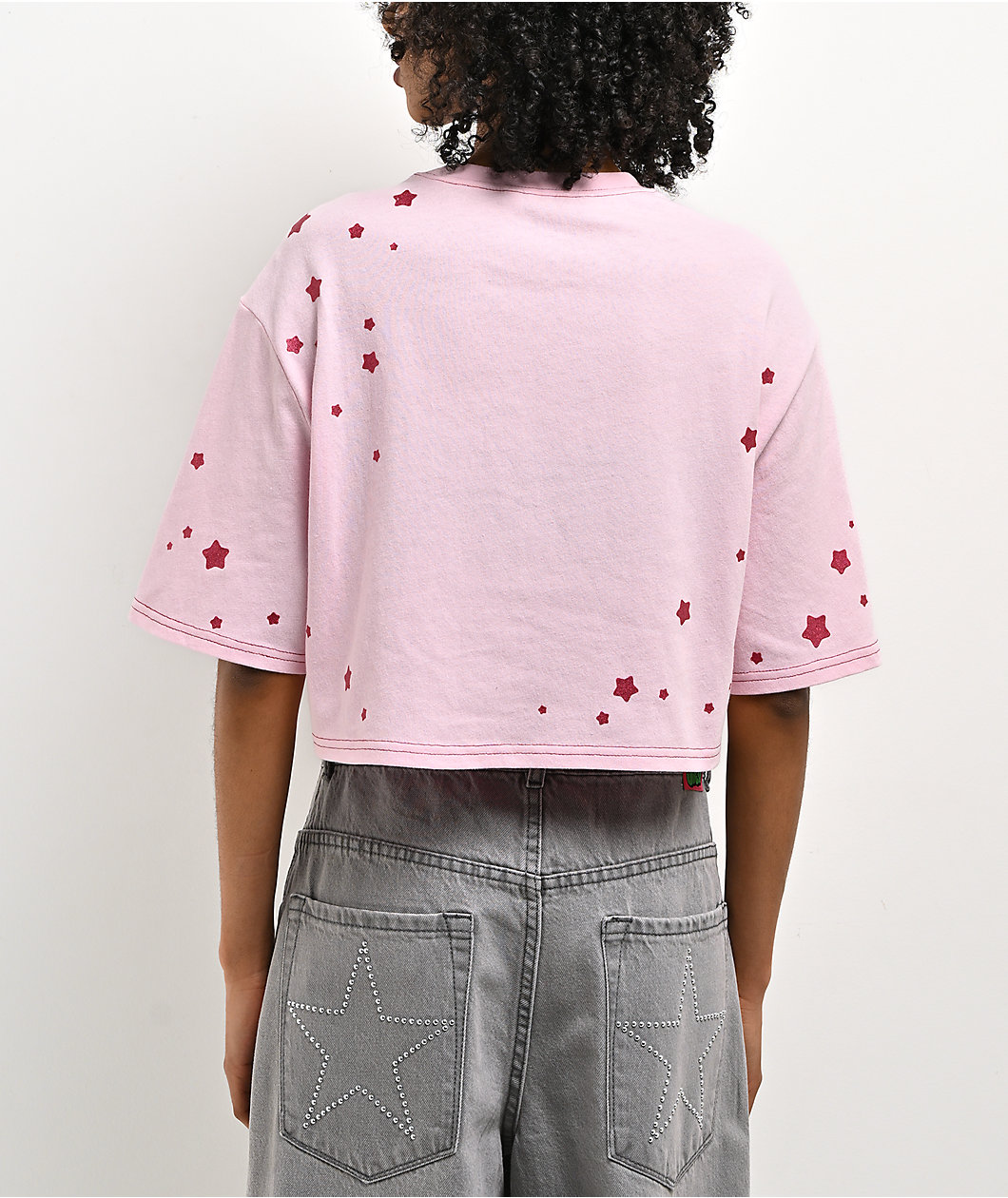 Freeworld Yulia Stars Pink Crop T-Shirt