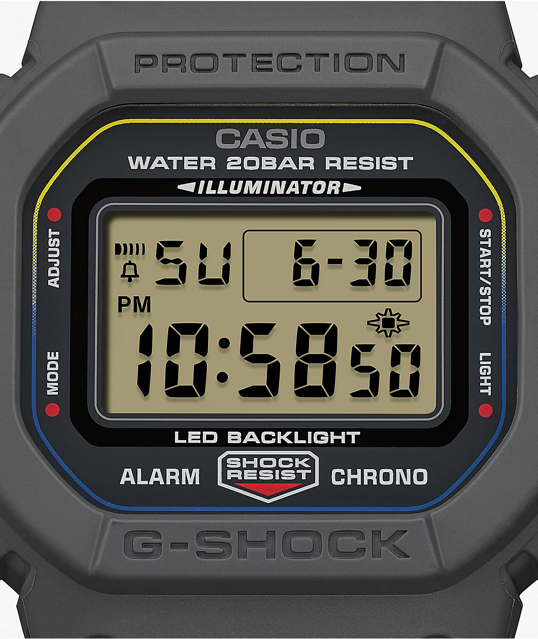 G-Shock DW5600MNC-1 Square Grey, Blue & Orange Digital Watch