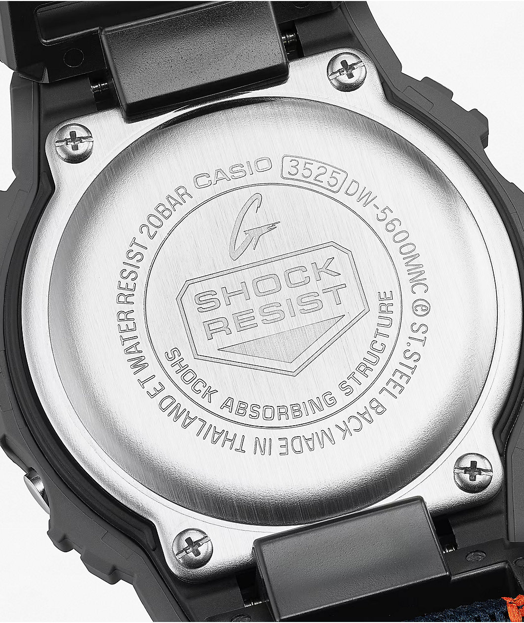 G-Shock DW5600MNC-1 Square Grey, Blue & Orange Digital Watch