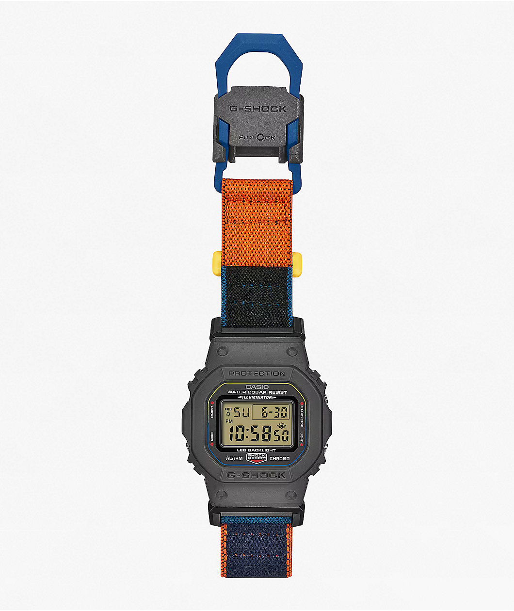 G-Shock DW5600MNC-1 Square Grey, Blue & Orange Digital Watch