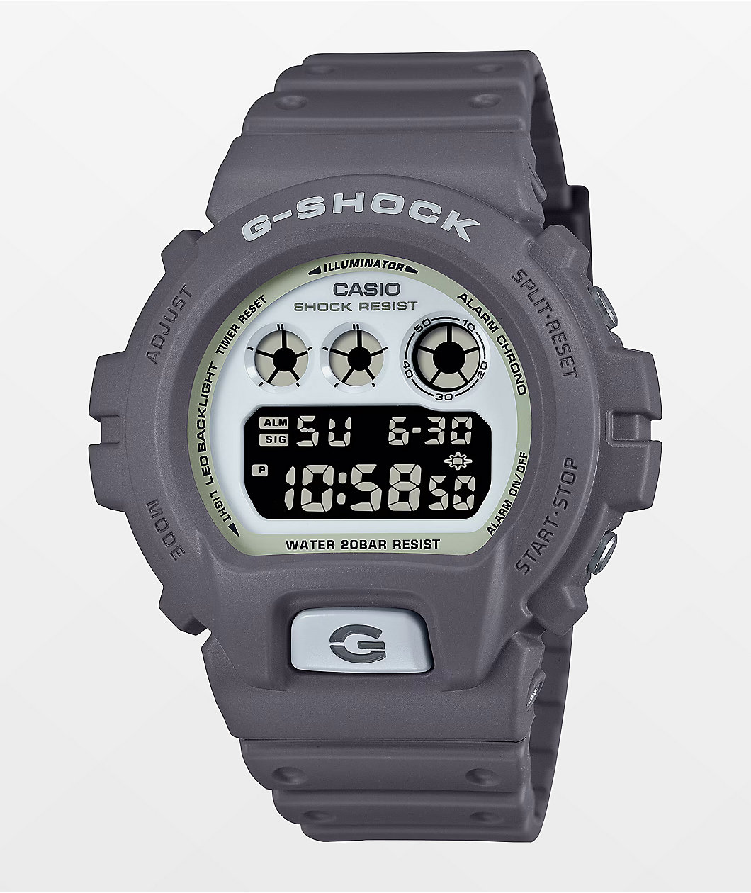 G-Shock DW6900HD-8 Grey & Glow In The Dark Digital Watch