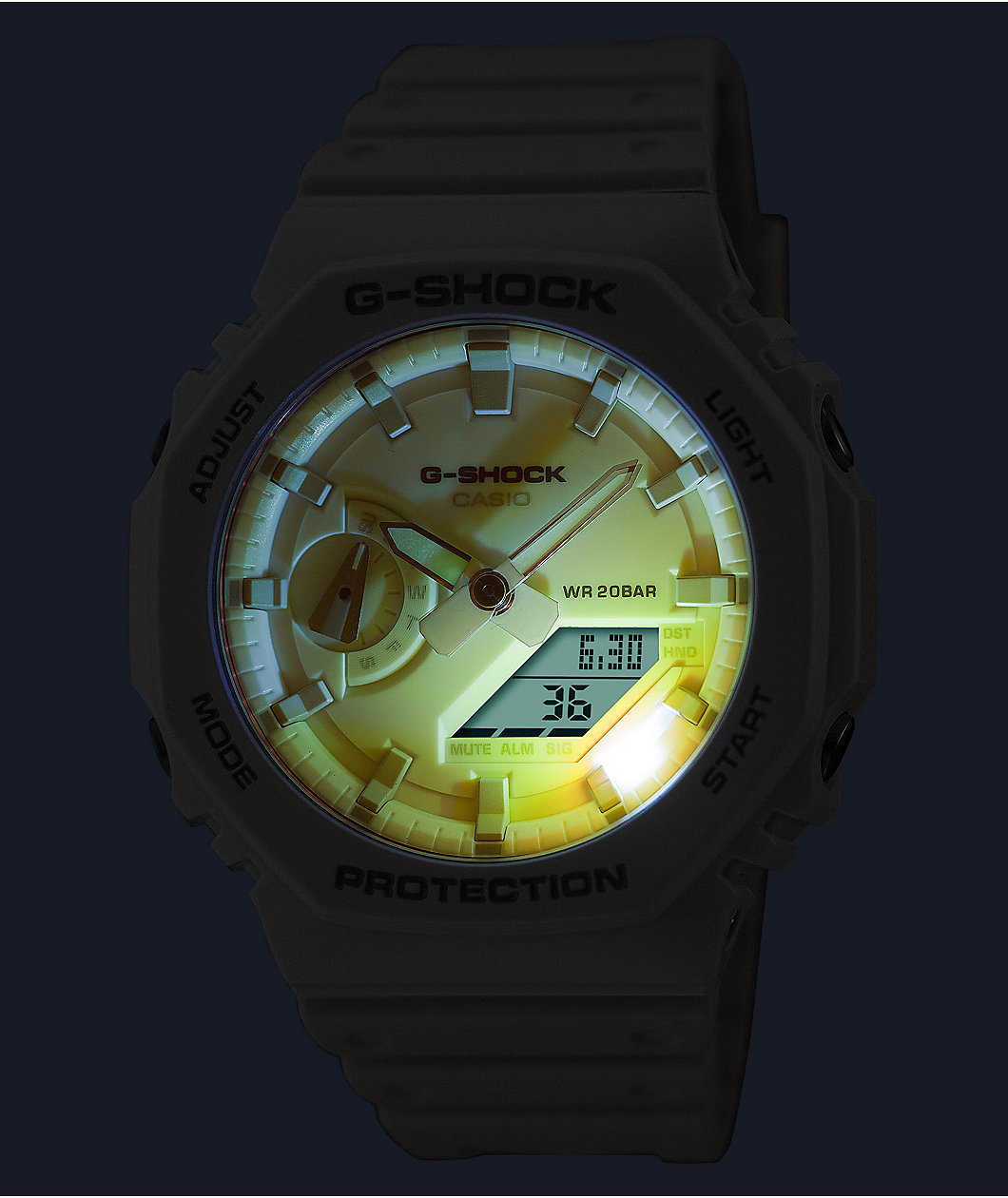 G-Shock GA2100TL-7A White & Turquoise Analog Digital Watch