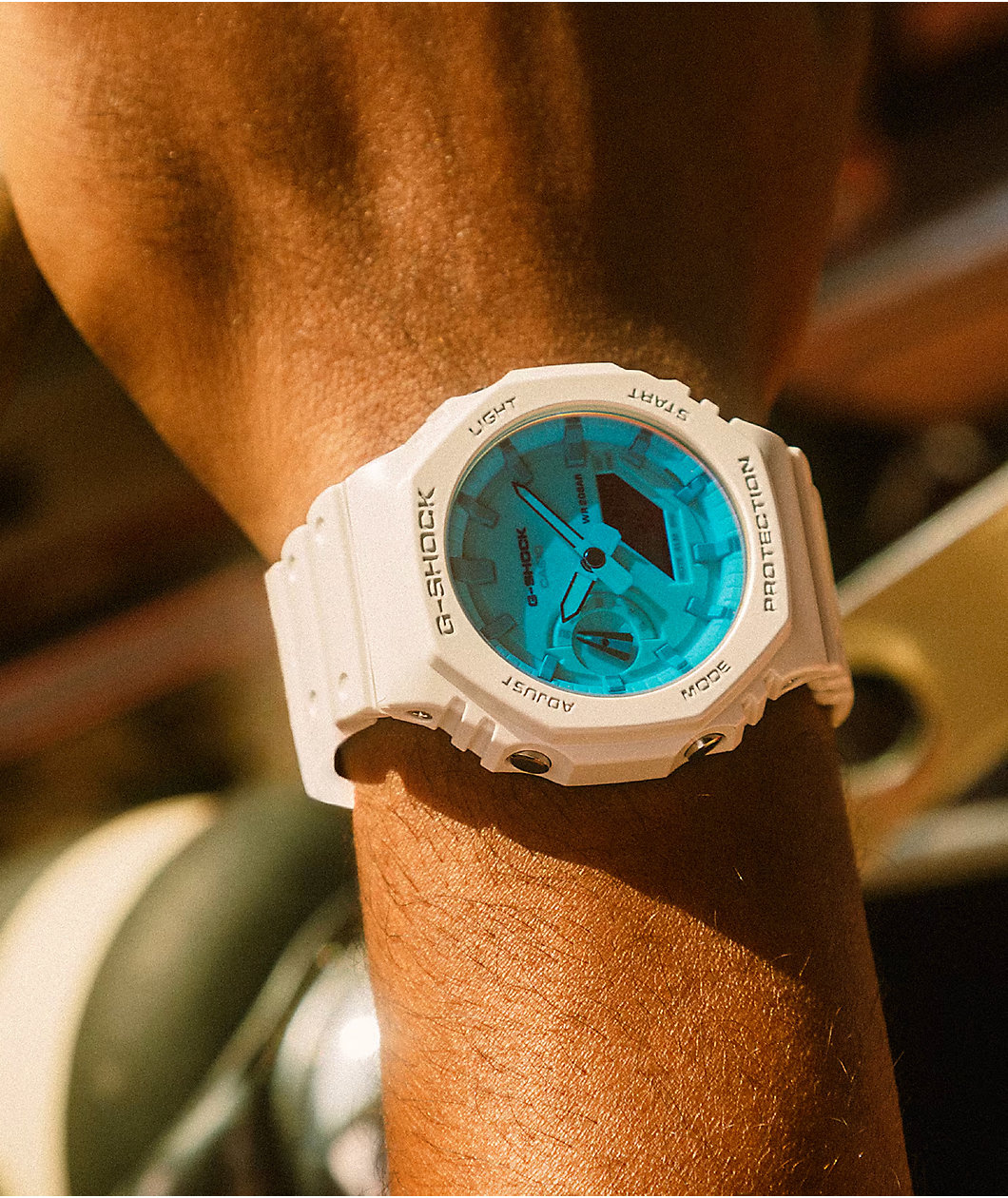 G-Shock GA2100TL-7A White & Turquoise Analog Digital Watch