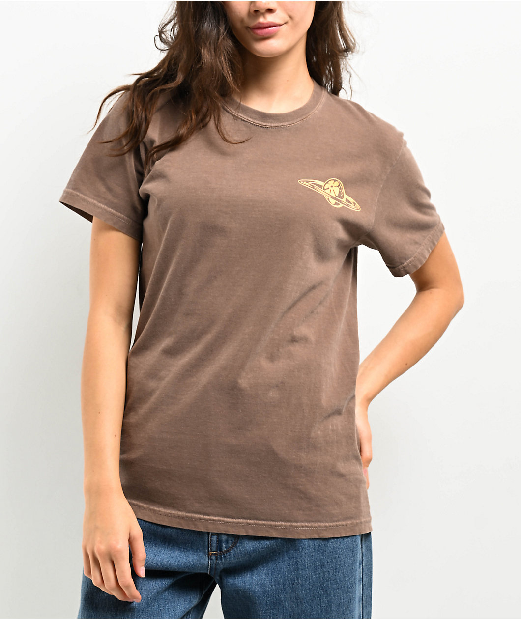 GRLSWIRL Alien Skate Brown T-Shirt