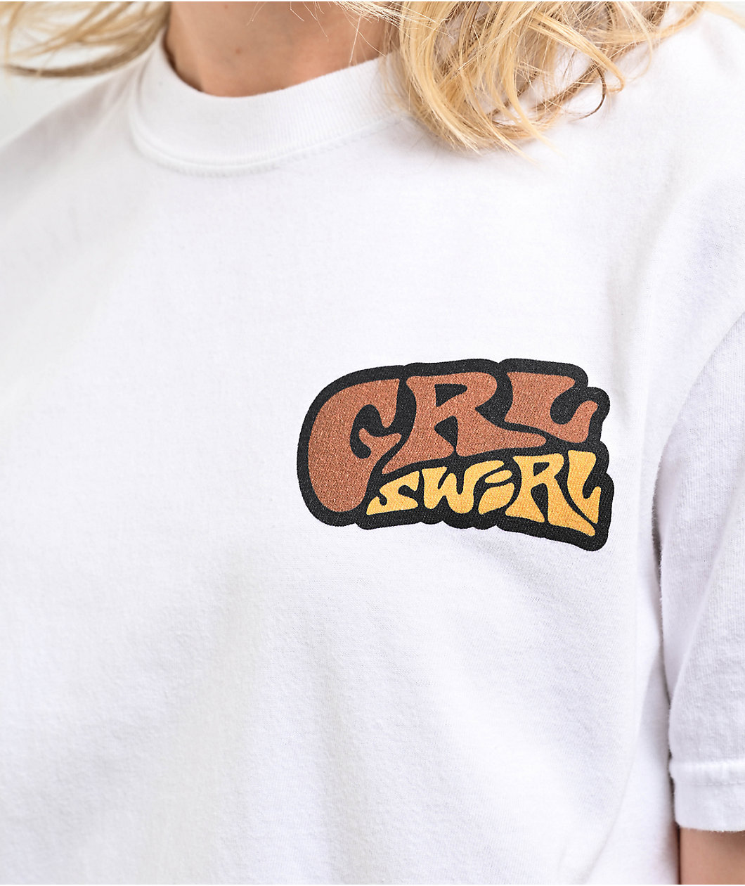 GRLSWIRL Skate Crew White T-Shirt