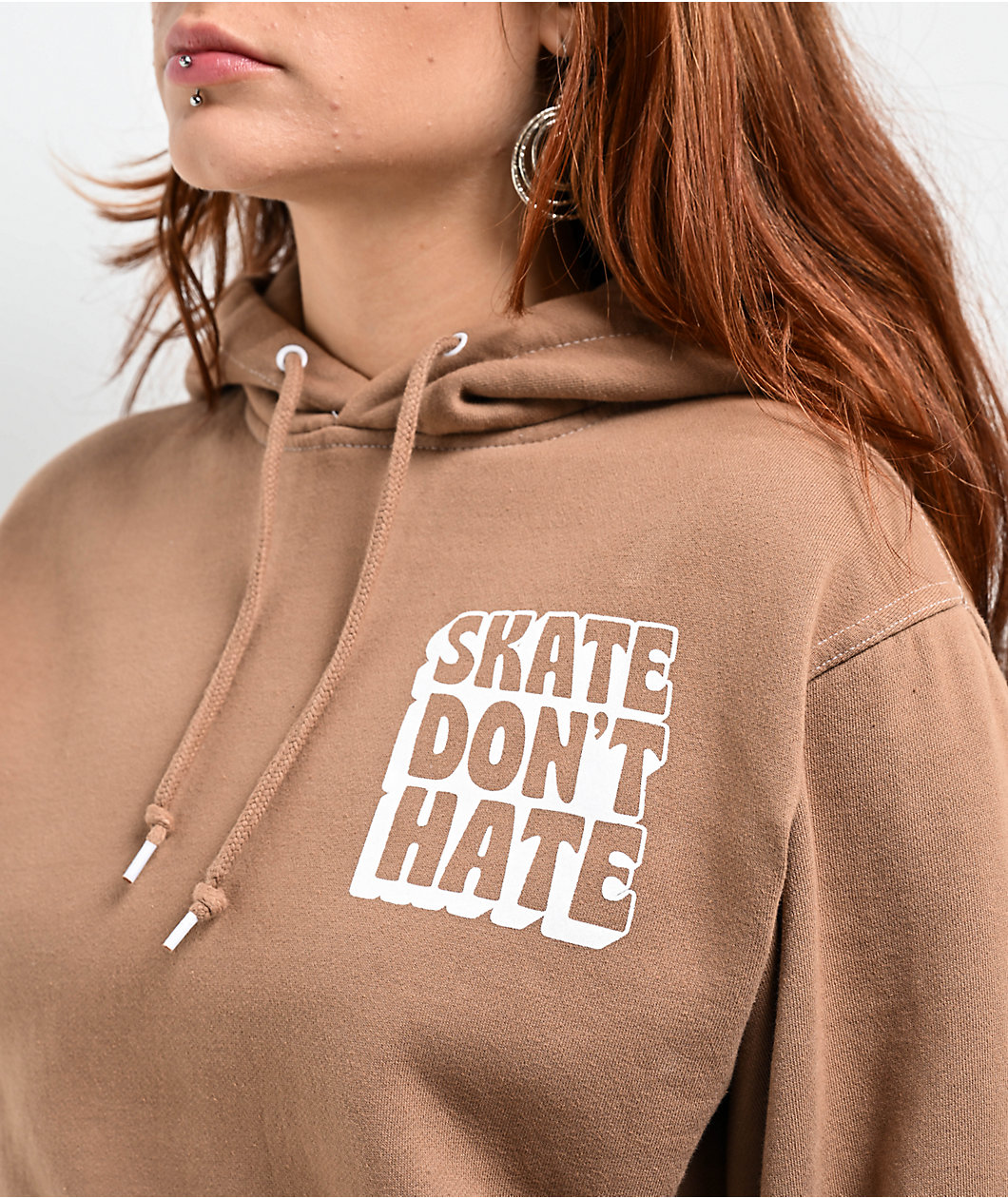 GRLSWIRL Skate Don't Hate Brown Hoodie