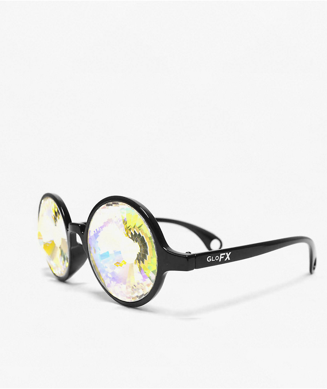 GloFX Kaleidoscope Rainbow Wormhole Black Glasses