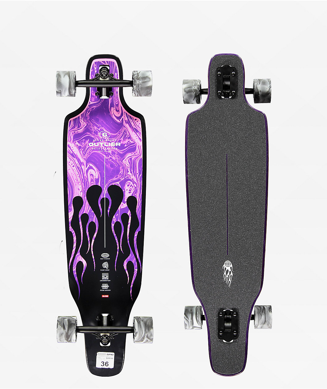 Globe Outlier Purple Flame 36" Drop Through Longboard Complete