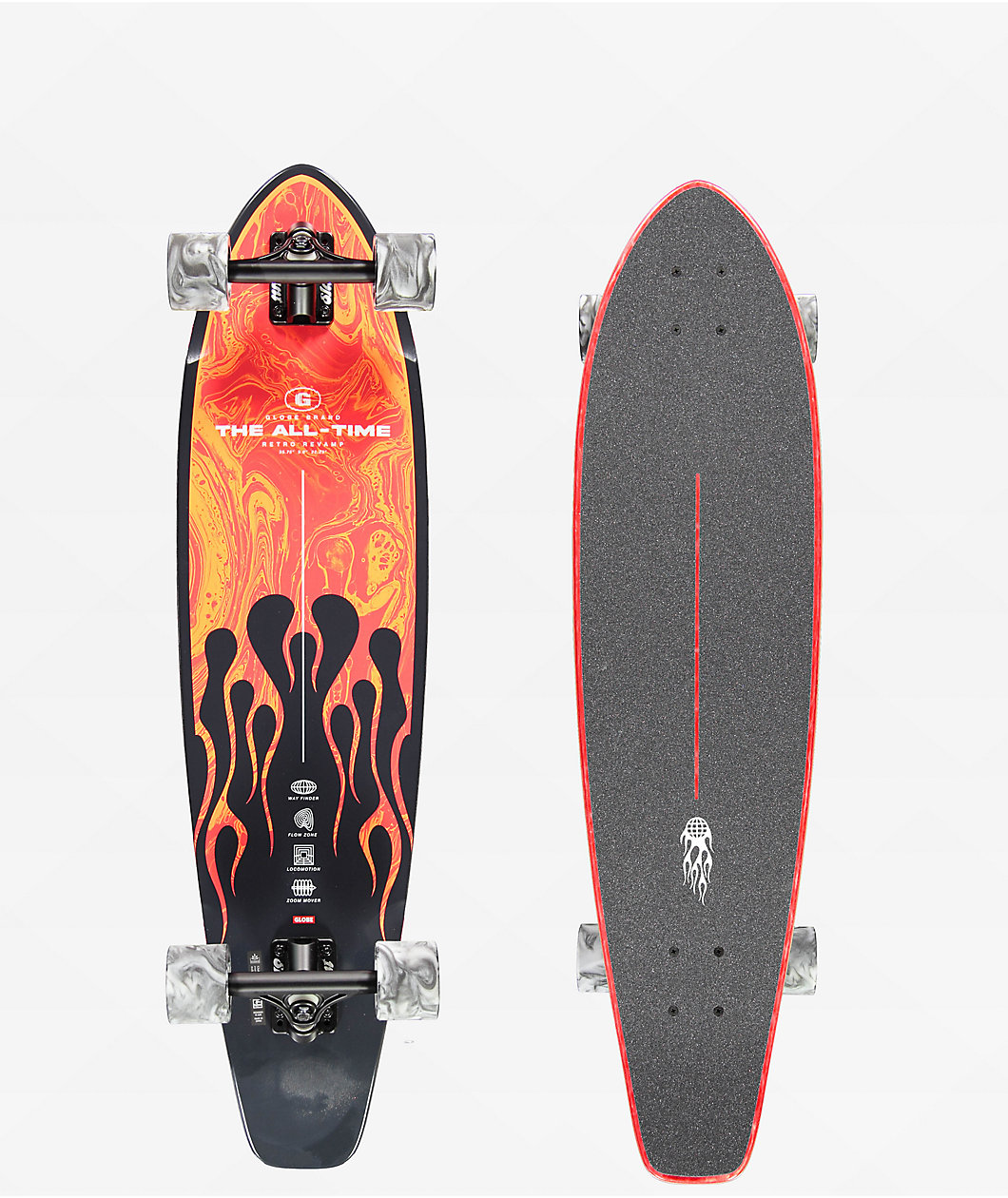 Globe The All Time Red Flames 35" Longboard Complete