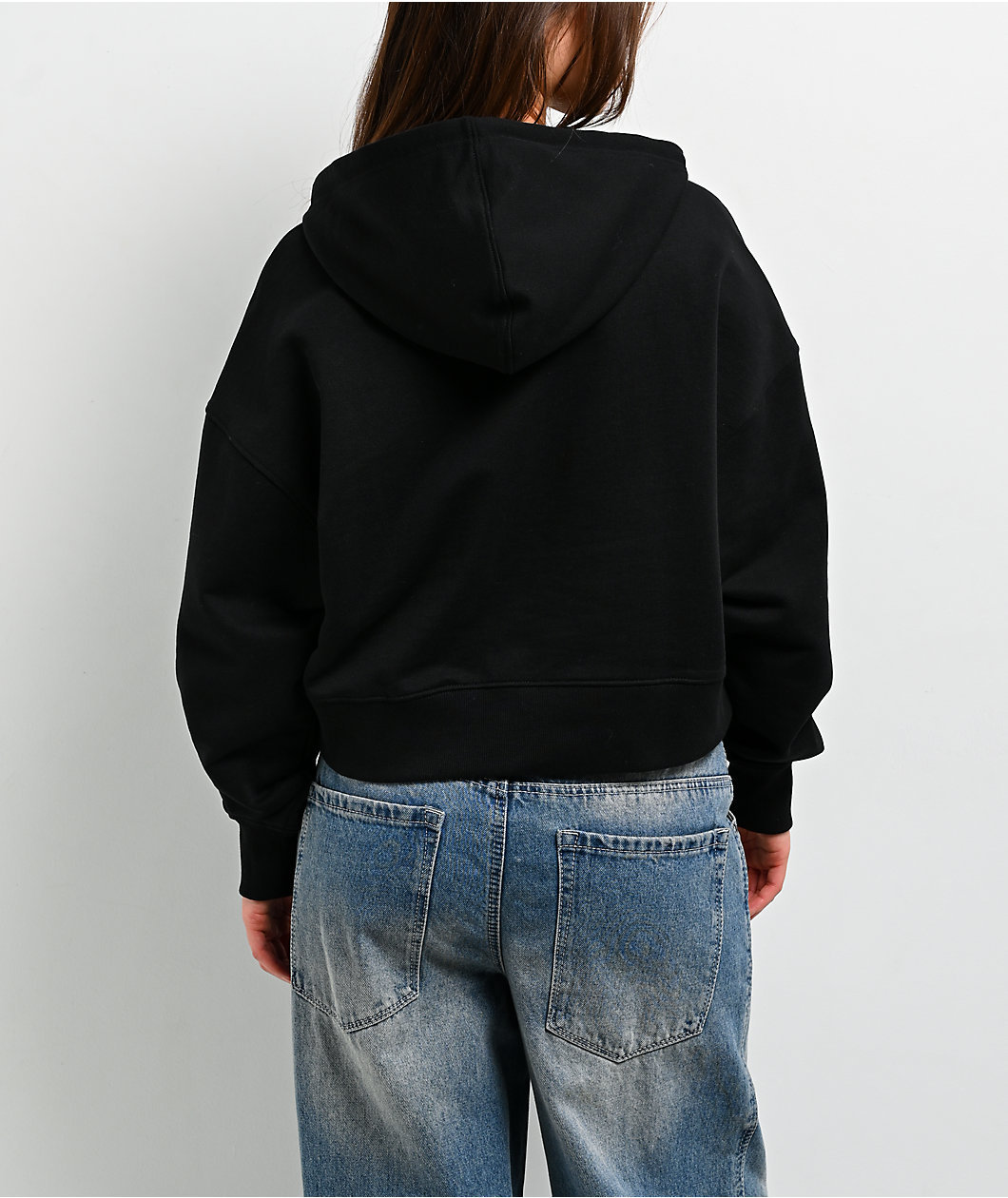 Guess Jeans Baker Black Boxy Crop Hoodie