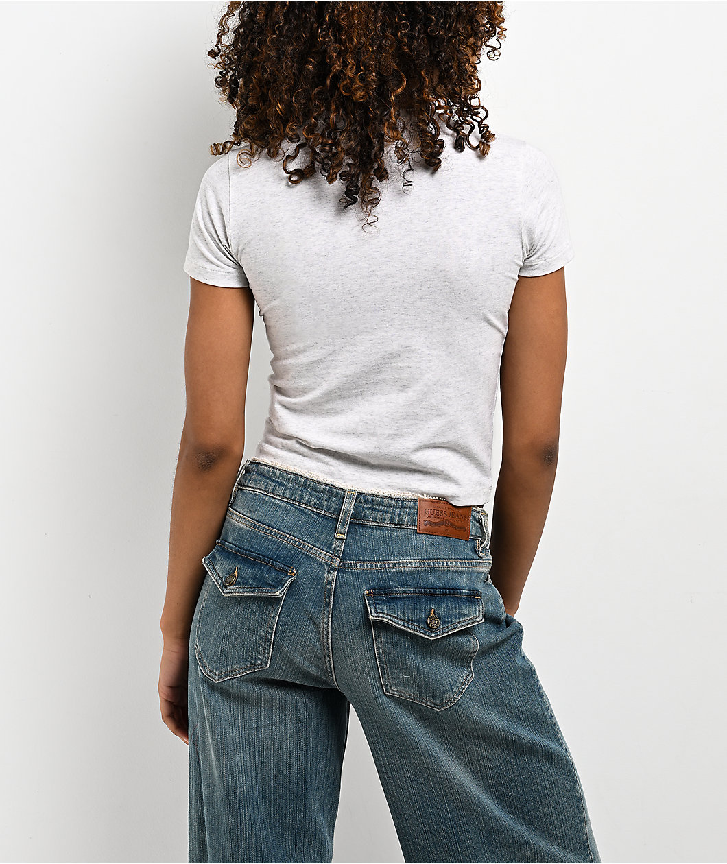 Guess Jeans Cheetah Star Grey Crop T-Shirt