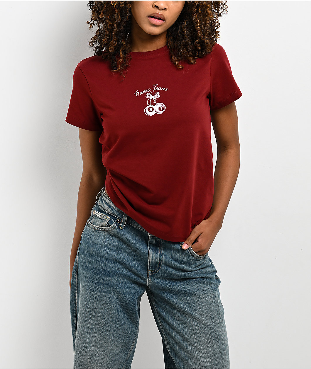 Guess Jeans Cherry Red Regular Fit T-Shirt